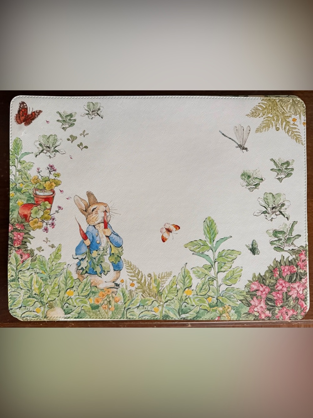 Pottery Barn Kids Peter Rabbit Garden Placemat - White, Green, Pink set of 4 NWT